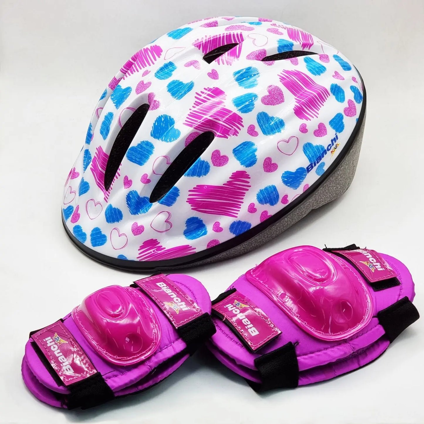 Combo Bianchi Niña (Casco+Protecciones) Bianchi