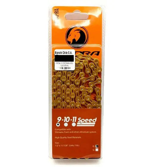 CADENA 9V PERFORADA GOLD 1/2"X3/32"X116L Kapra