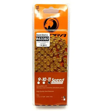 CADENA 11V PERFORADA GOLD 1/2"X3/32"X116L - Bianchi Store