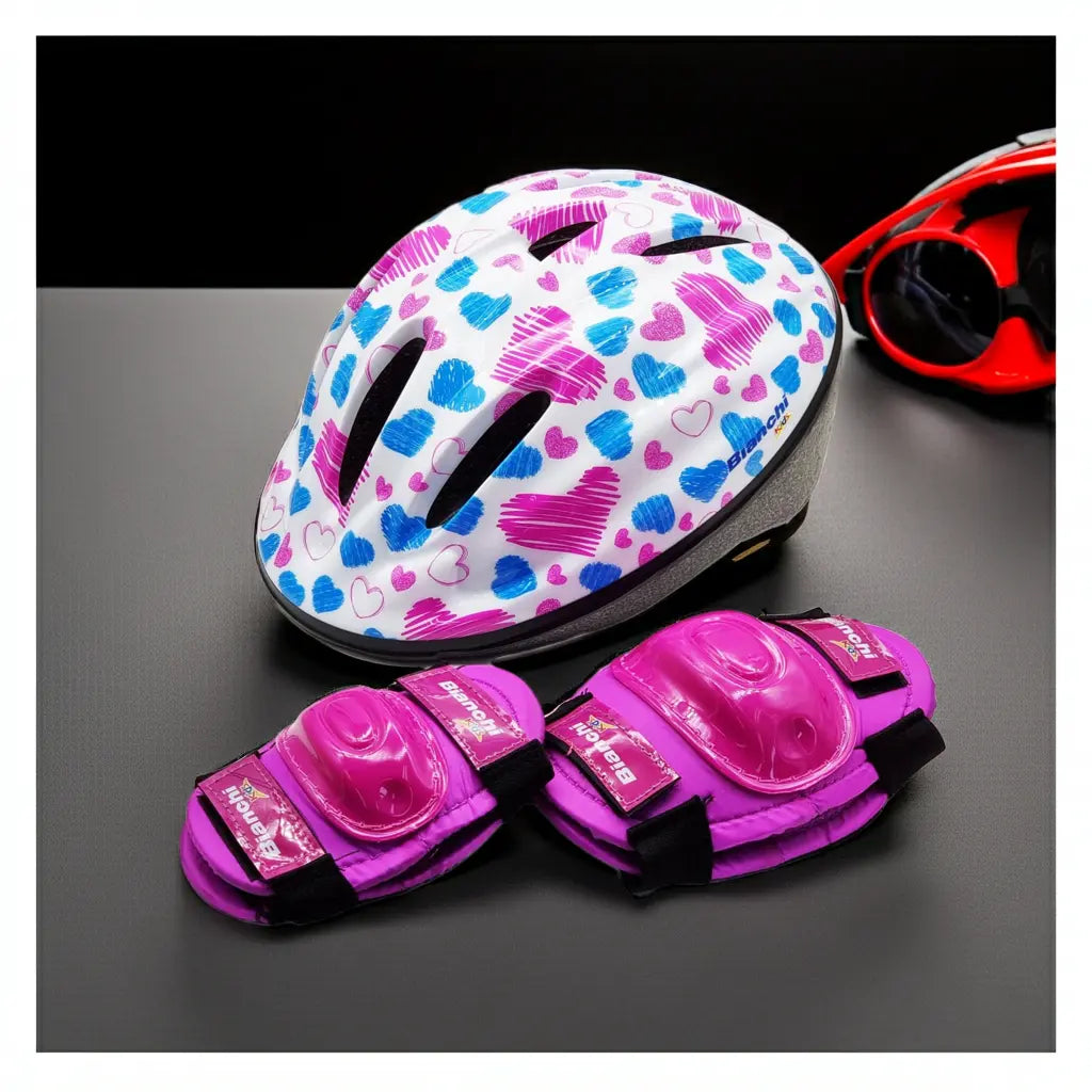Combo Bianchi Niña (Casco+Protecciones) Bianchi
